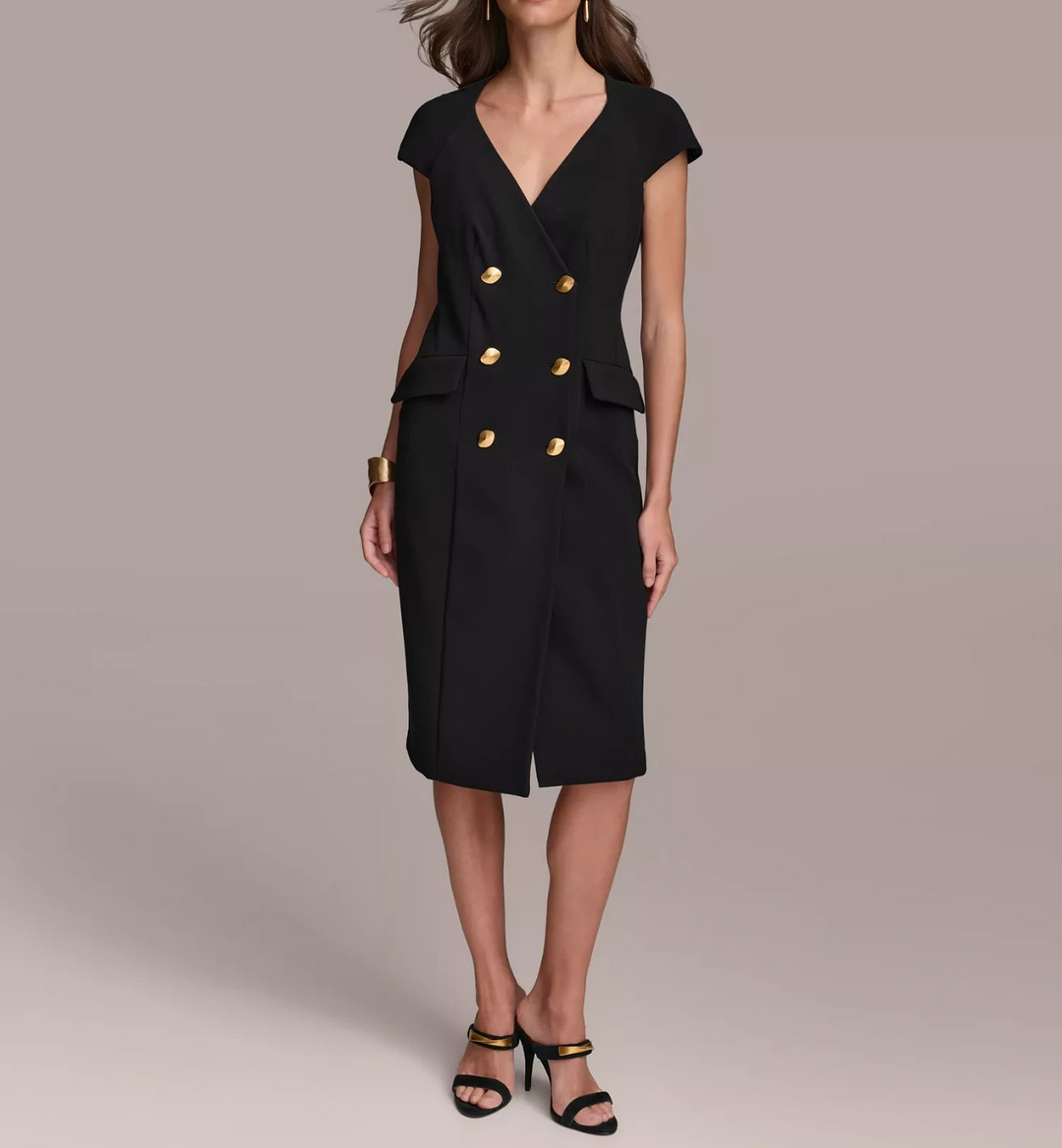 Donna Karan Women's Cap-Sleeve Double-Breasted Blazer Dress MSRP $179