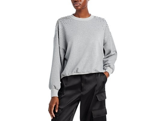 Cinq a Sept Crackle Rhinestone Sweatshirt MSRP $395
