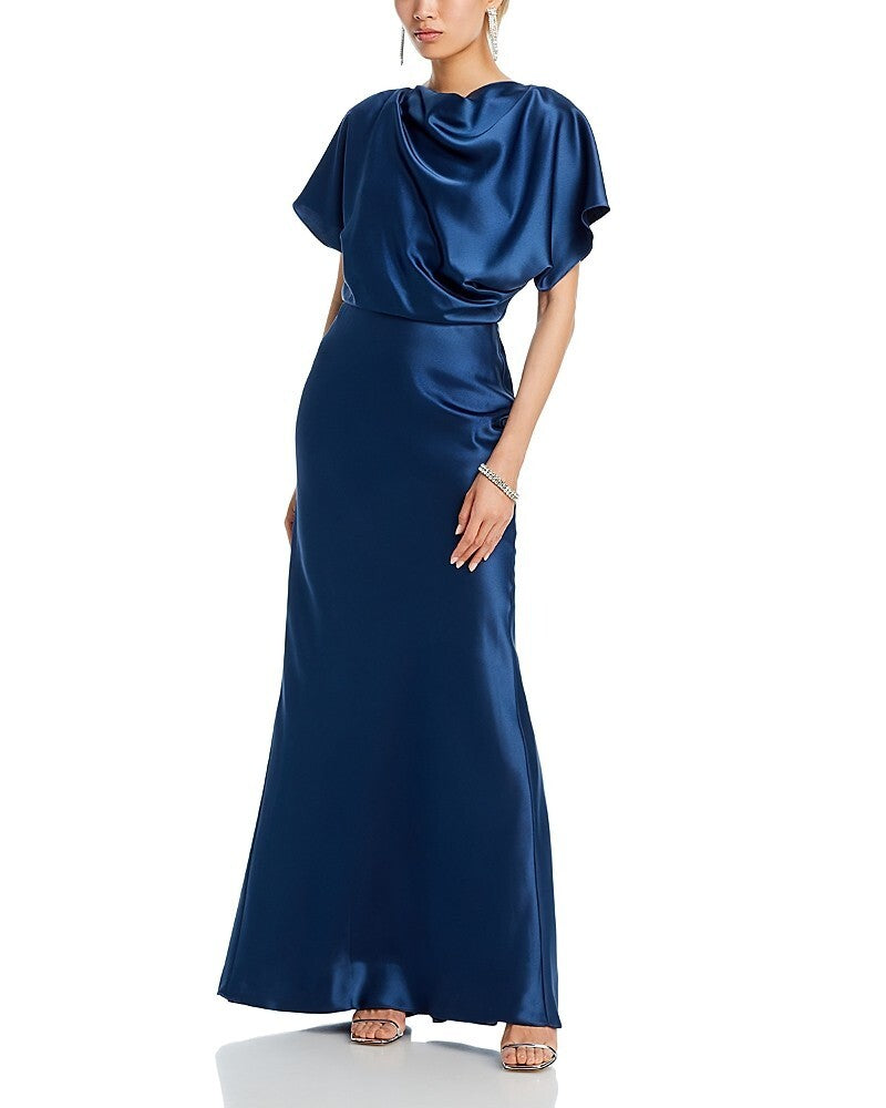 Amsale Fluid Satin Relaxed Drape Gown dress MSRP $695