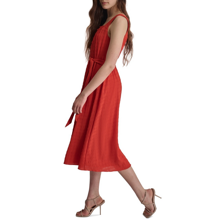 Dkny Square-Neck Sleeveless Crinkle-Fabric Dress MSRP $ 139