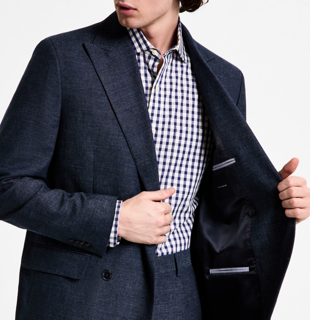 Tommy Hilfiger Men's Modern Fit Double Breasted Linen Suit Jacket MSRP $360