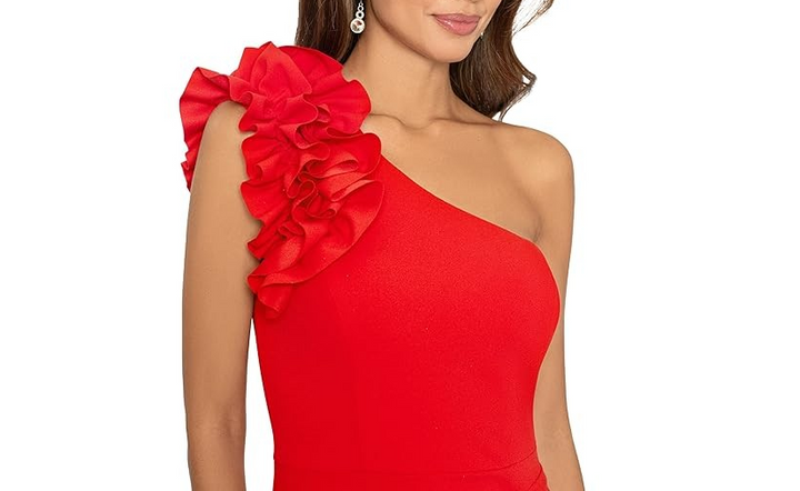 XSCAPE Women's Ruffled One-Shoulder Gown MSRP $279