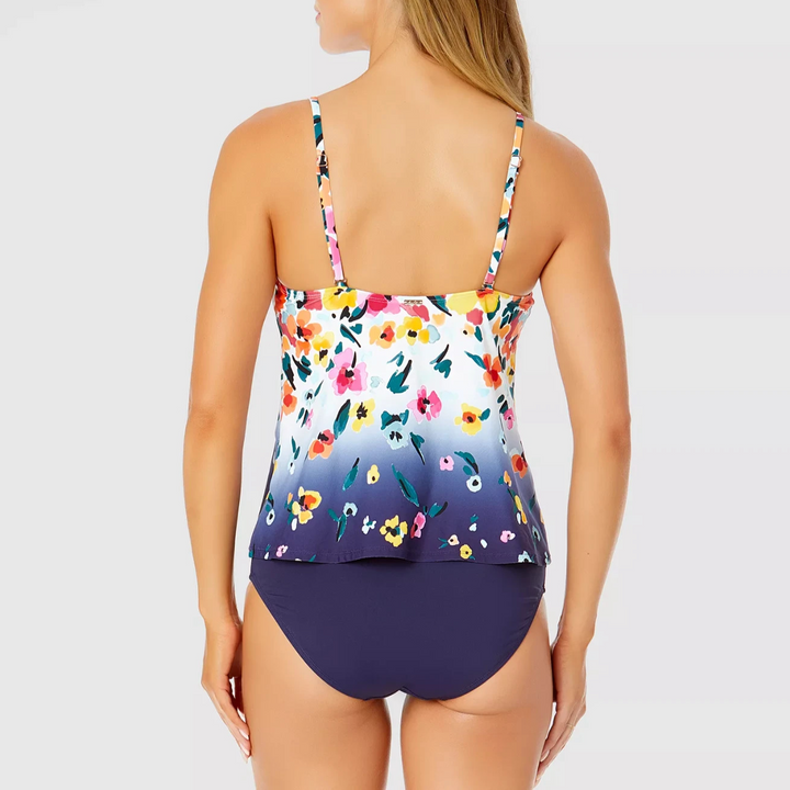 Anne Cole  Floral-Print Tankini Top MSRP $88