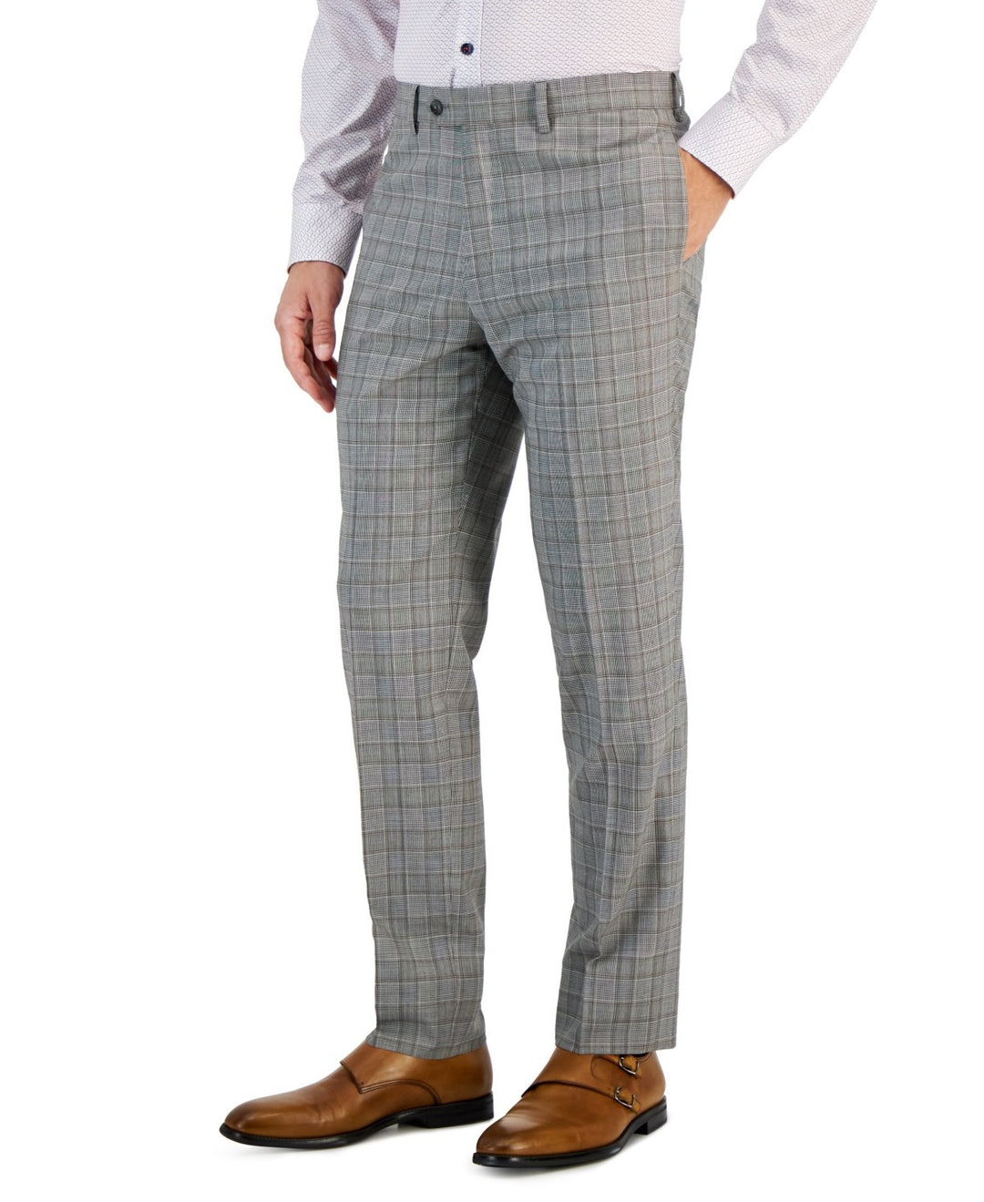 Tallia Slim-Fit Plaid Wool Suit Separate Pants MSRP $175