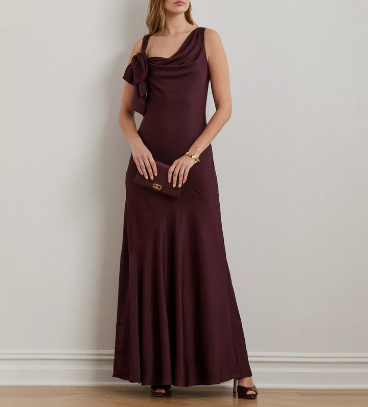Lauren Ralph Lauren Charmeuse Cowlneck Gown MSRP $295