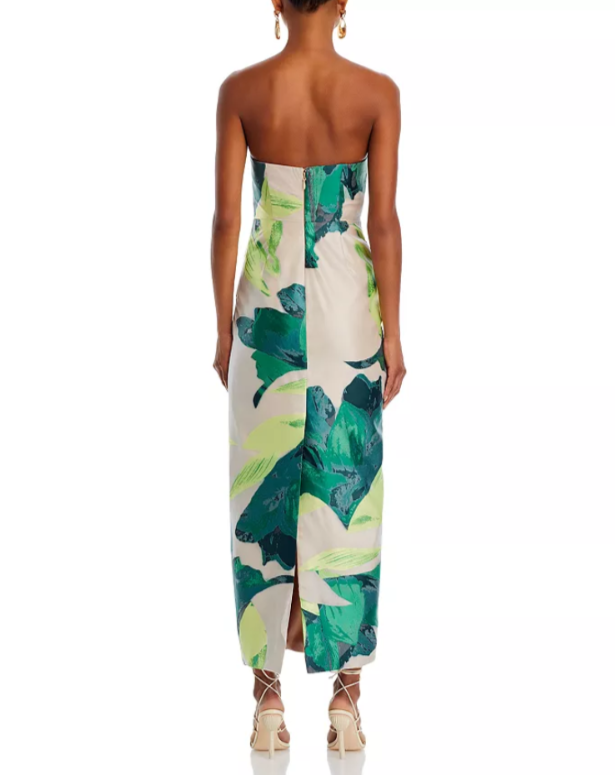 MILLY Asymmetrical Tropical Jacquard Dress MSRP $795