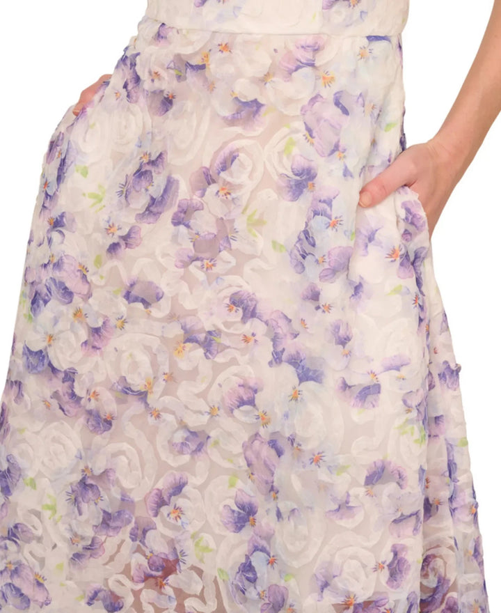Adrianna Papell Women's Printed Embellished-Strap Dress MSRP $229
