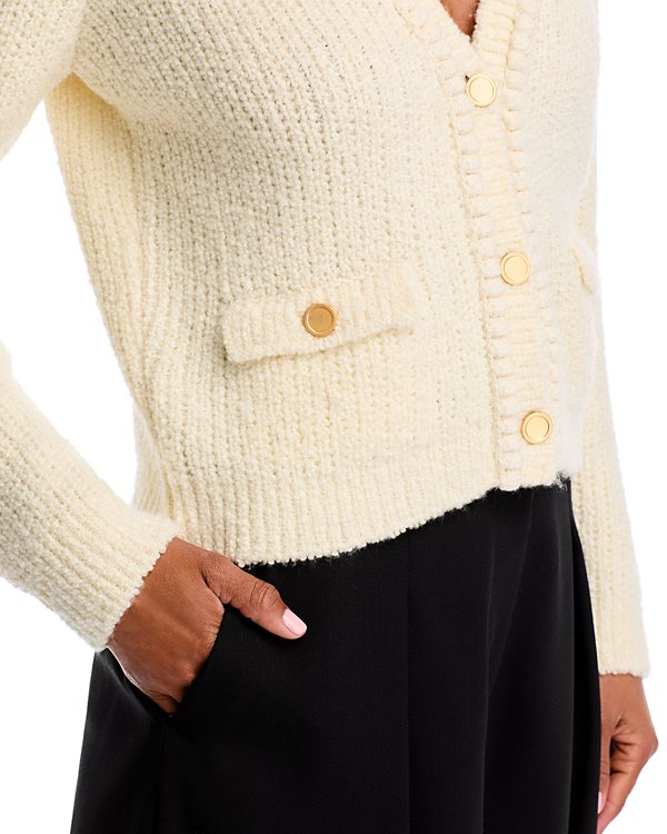 Frame V Neck Cropped Wool Cardigan Sweater MSRP $578
