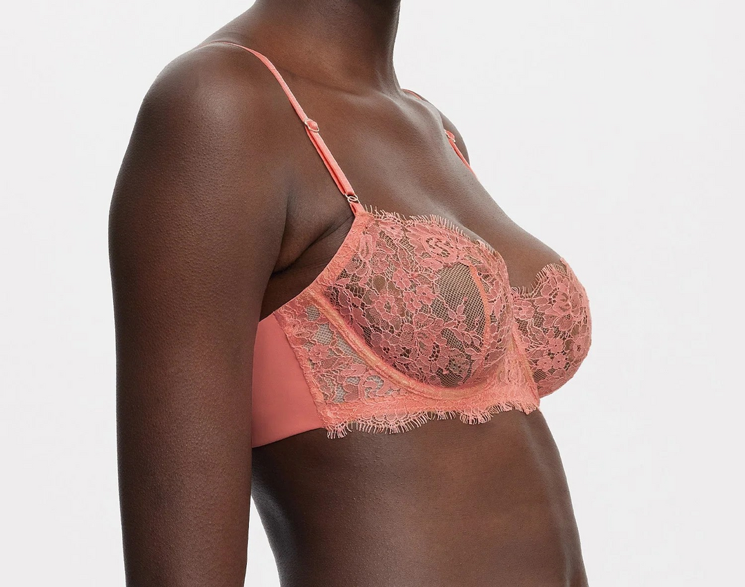 Skarlett Blue Women's Entice Unlined Underwire Lace Balconette Bra MSRP $65