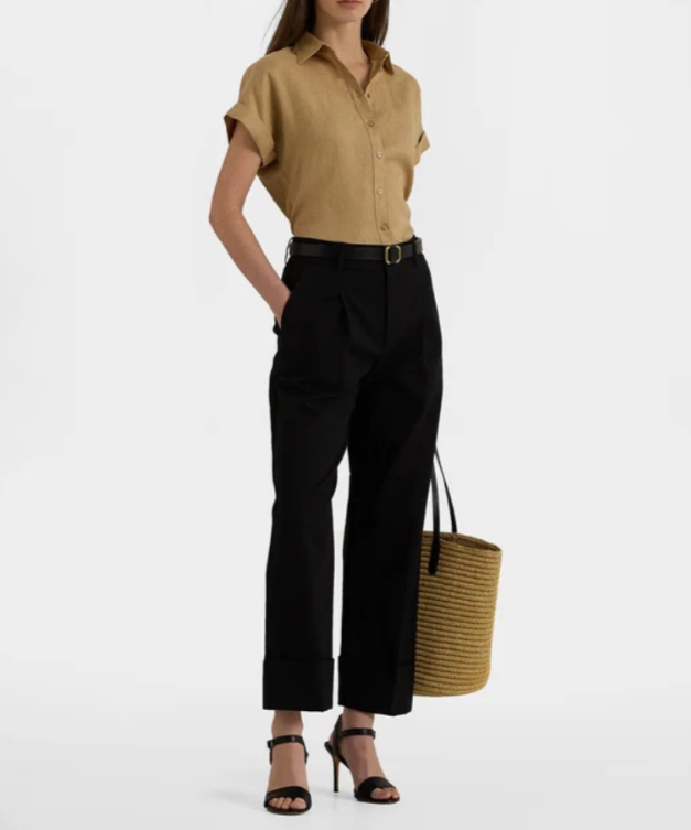 Lauren Ralph Lauren Double-Faced Stretch Cotton Ankle Pants MSRP $145