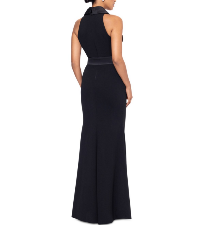 Betsy & Adam Bow-Trim Shawl-Collar Gown MSRP $269