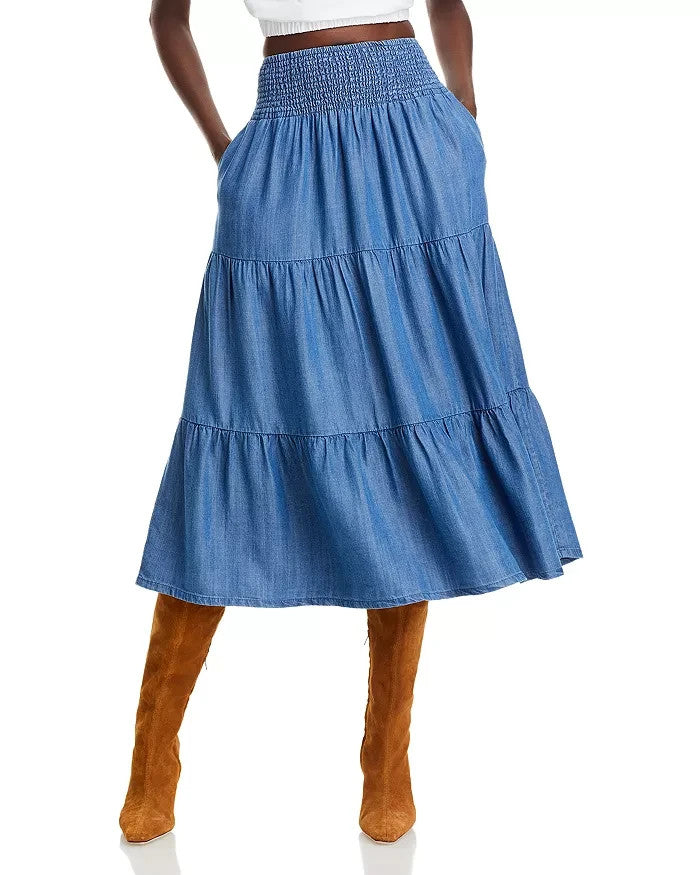 Marine Layer Corrinne Tiered Midi Skirt MSRP $118