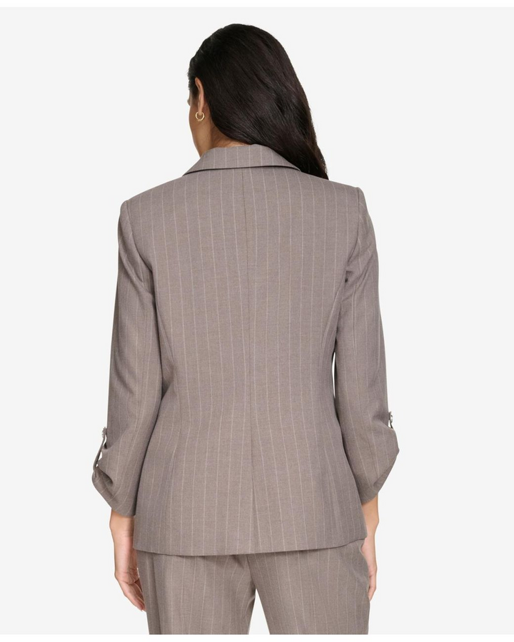 Calvin Klein Women's Pinstripe One-Button Blazer - Oyster Multi MSRP $169
