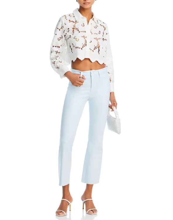 L'AGENCE Seychelle Lace Button Front Shirt MSRP $365