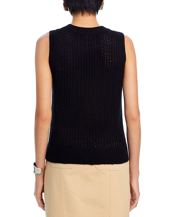 C by Bloomingdale's Cashmere Crochet Crewneck Vest MSRP $168