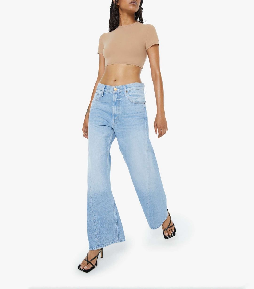 MOTHER Lil Lemon Twist High Rise Wide Leg Jeans MSRP $258