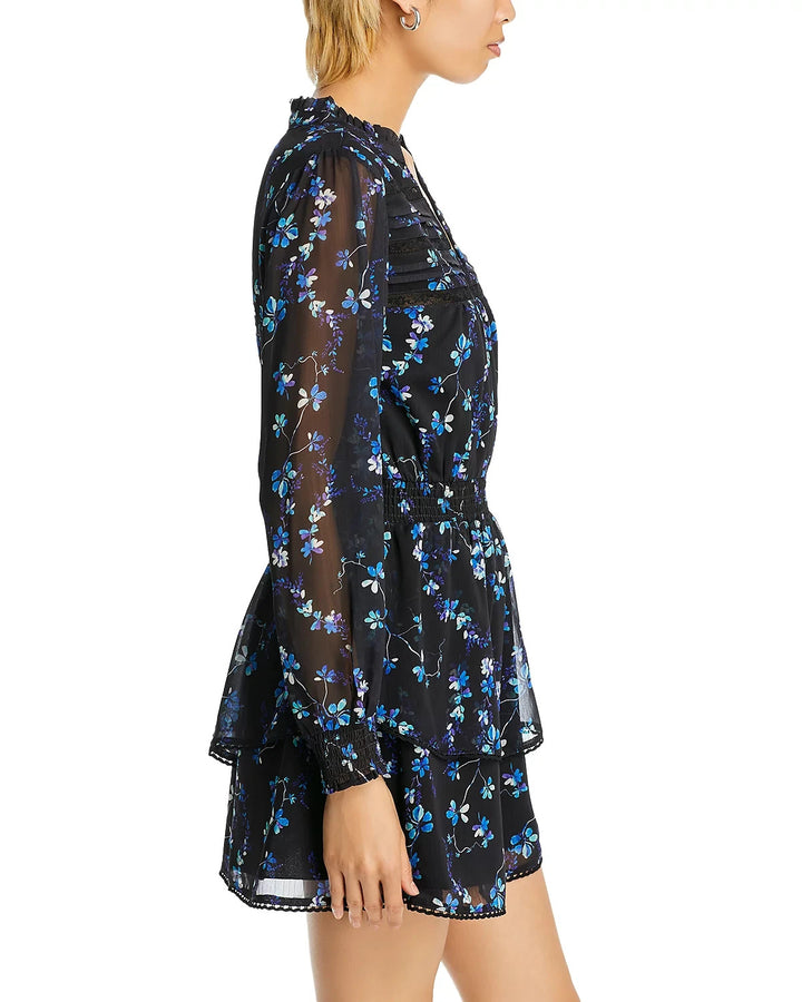 AQUA V-Neck Long Sleeved Floral Print Dress MSRP $118