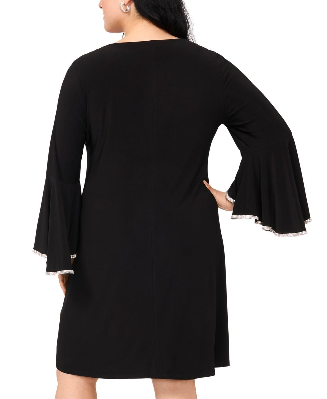 MSK Plus Size Rhinestone-Trim V-Neck Ruffle-Cuff Dress MSRP $89