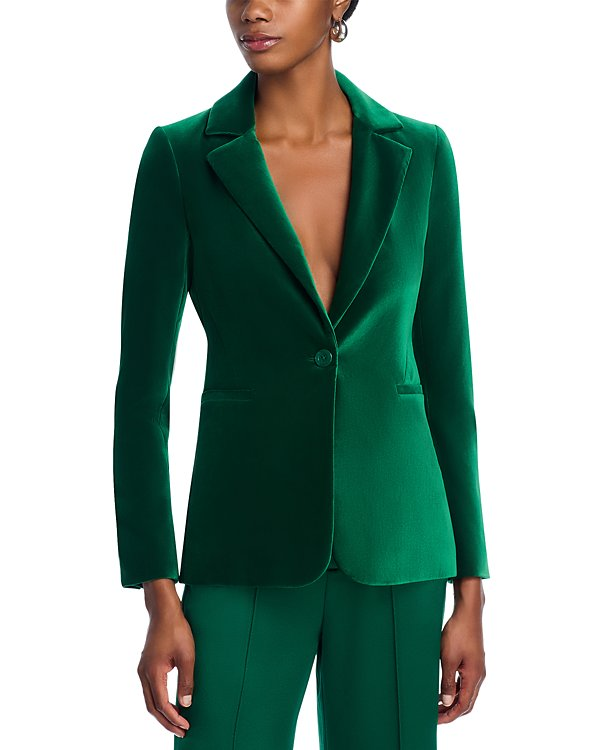 Alice and Olivia Macey Notch Collar Velvet Blazer MSRP $550