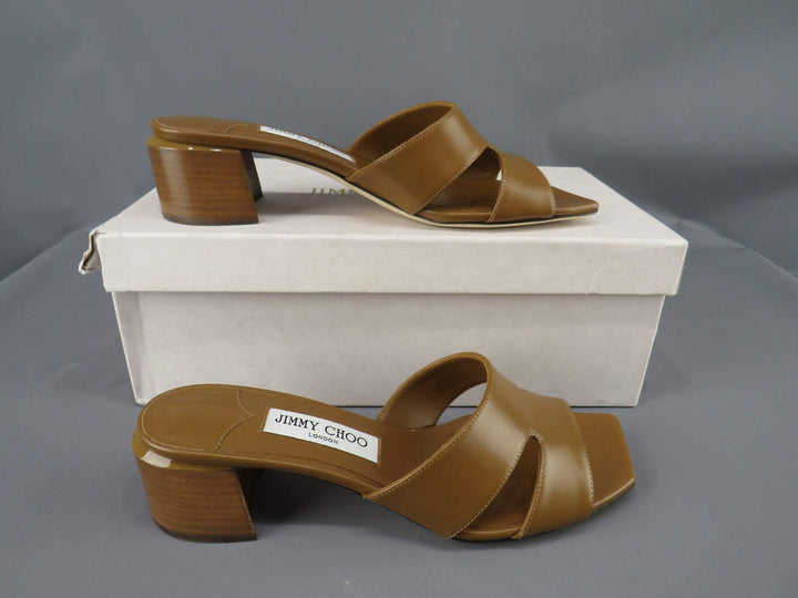 Jimmy Choo Ellison 45 Block Heel Slide Sandals M2 367