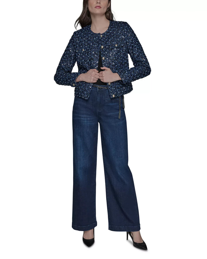 Karl Lagerfeld Paris Collarless Sequin Jacket MSRP $229