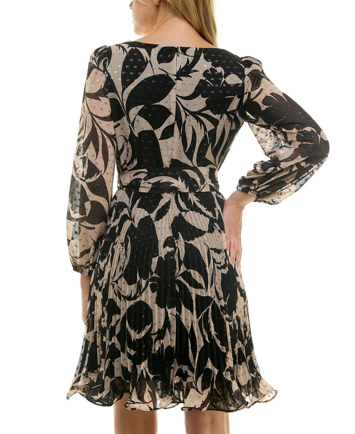 Taylor Petite Printed Clip-Dot A-Line Dress MSRP $138