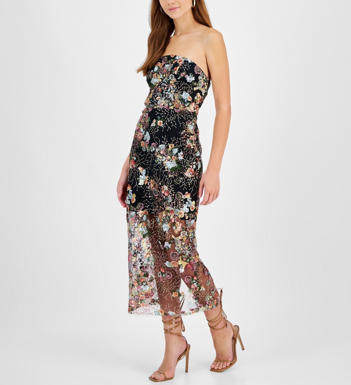 Sam Edelman Sequined Strapless Midi Dress MSRP $168