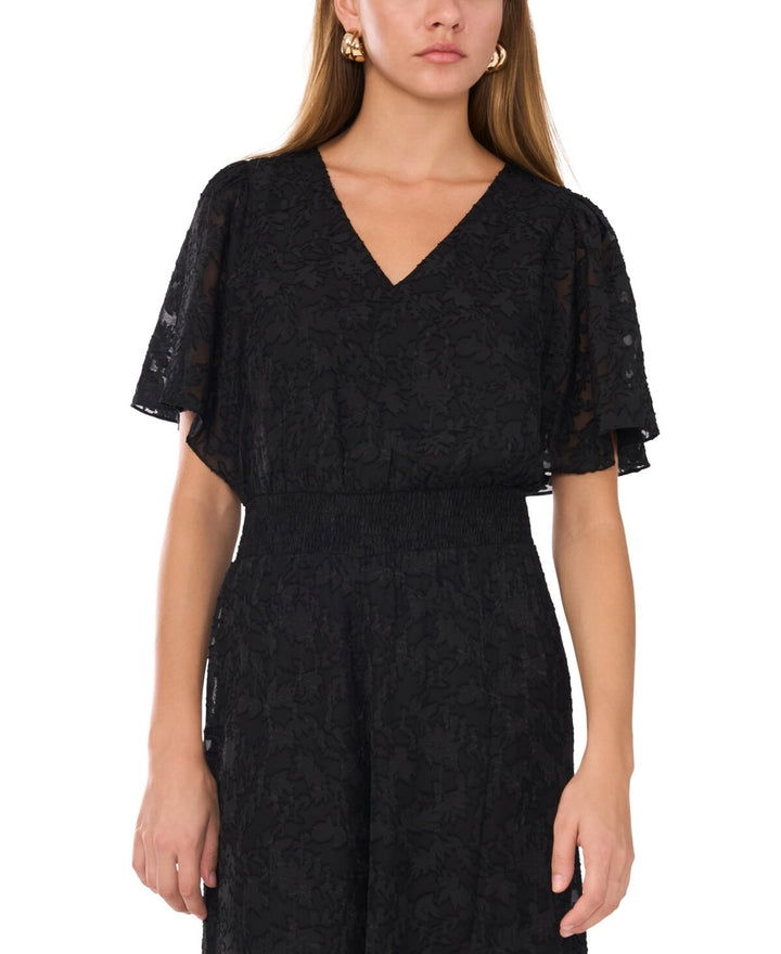Vince Camuto Jacquard Smocked-Waist Jumpsuit MSRP $99