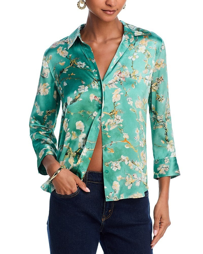 L'Agence Dani Silk Charmeuse Blouse MSRP $345