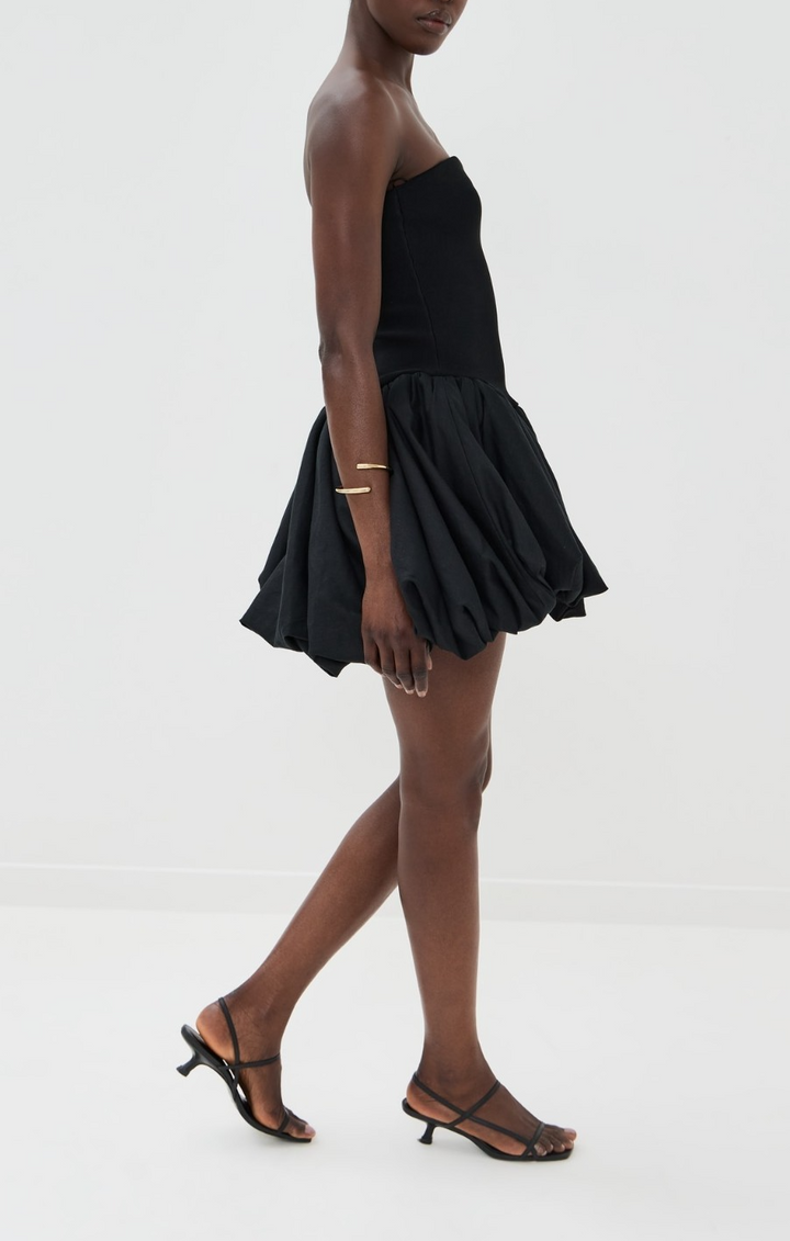 SIMKHAI Pollie Bubble Mini Dress Black MSRP $545