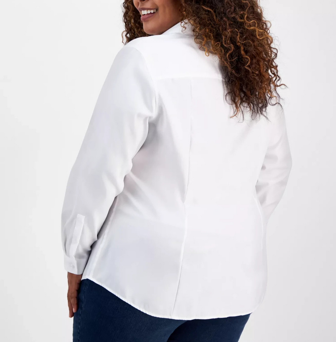 Jones New York Plus Size Cotton Button-Front Shirt MSRP $89.50