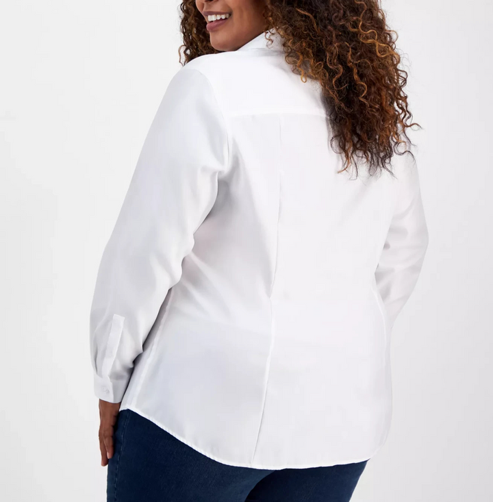 Jones New York Plus Size Cotton Button-Front Shirt MSRP $89.50