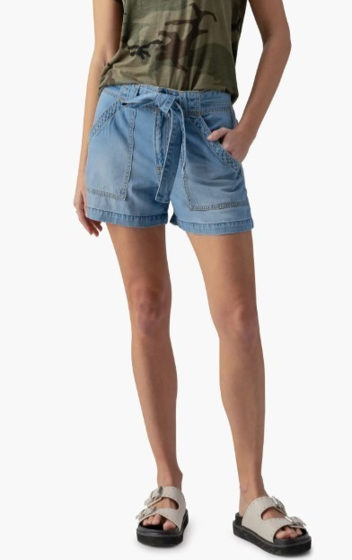 Sanctuary Reissue High Waist Sash Denim Shorts MSRP $99