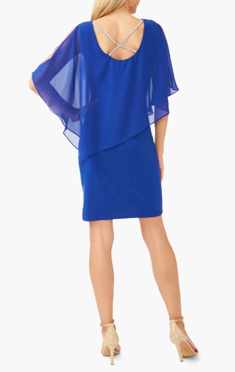 MSK Rhinestone Trim Cape Overlay Dress MSRP $79