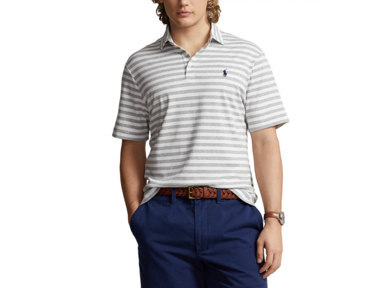 Polo Ralph Lauren Cotton Interlock Stripe Classic Fit Polo Shirt MSRP $115