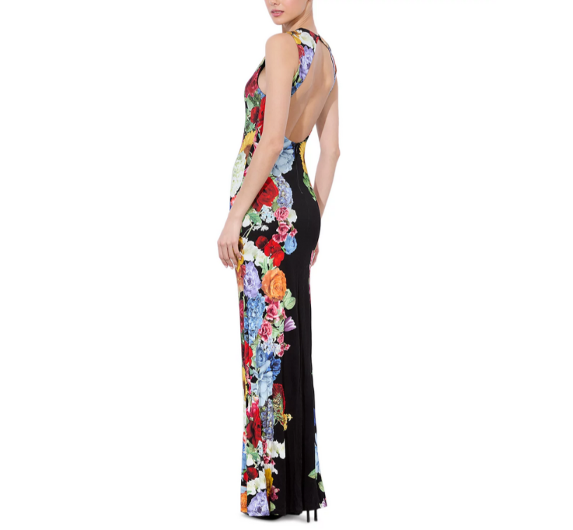 Alice and Olivia Delora Open Back Maxi Dress MSRP $495