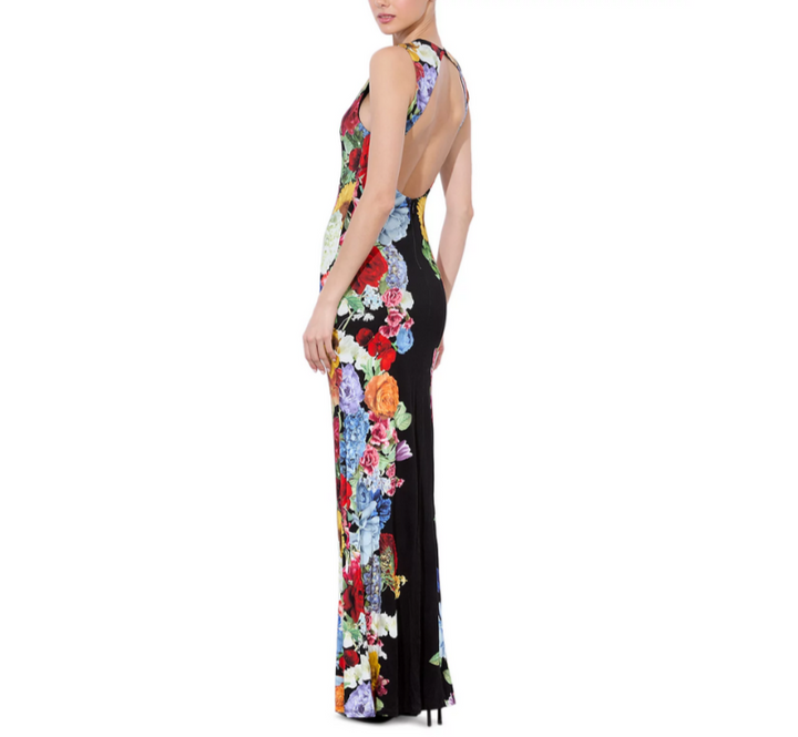 Alice and Olivia Delora Open Back Maxi Dress MSRP $495