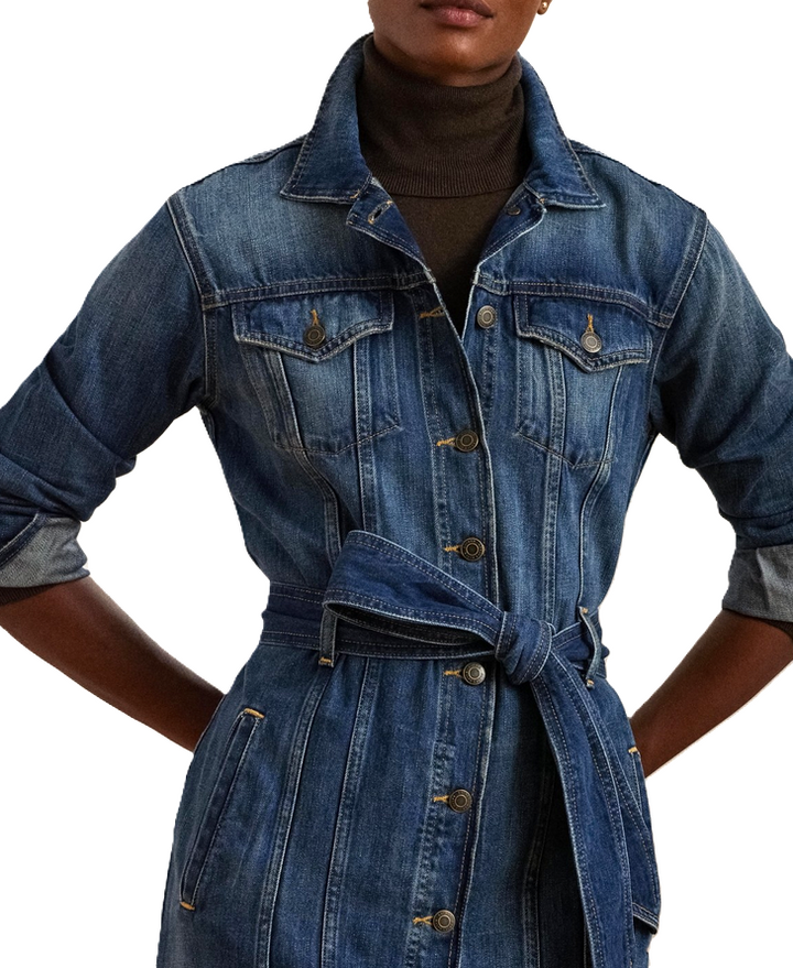 Lauren Ralph Lauren Belted Denim Shirtdress MSRP $245