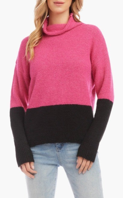 Karen Kane Colorblock Turtleneck Sweater MSRP $99