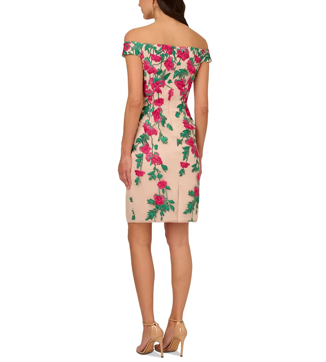 Adrianna Papell Cascading Florals Off-The-Shoulder Dress MSRP $199