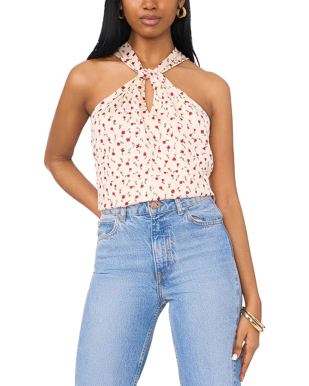 1.state Twisty Tie Neck Halter Top MSRP $69