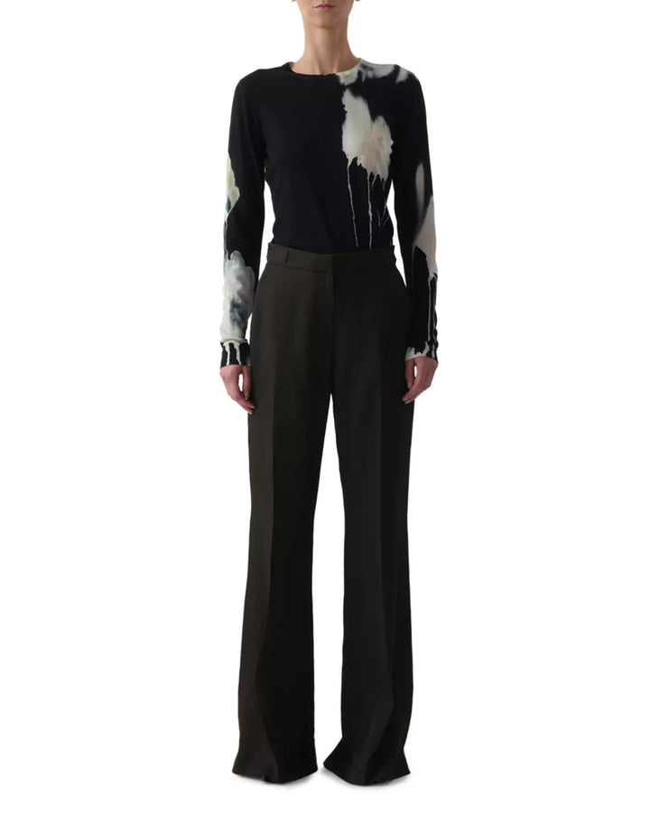 Jason Wu Collection Watercolor Floral Merino Wool Crewneck Sweater MSRP $795