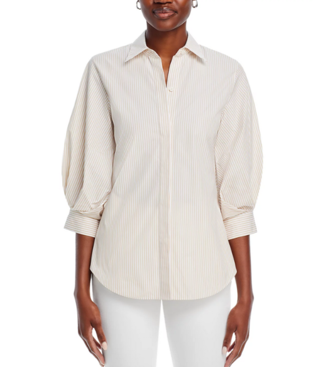 Lafayette 148 New York Balloon Sleeve Slim Blouse MSRP $598