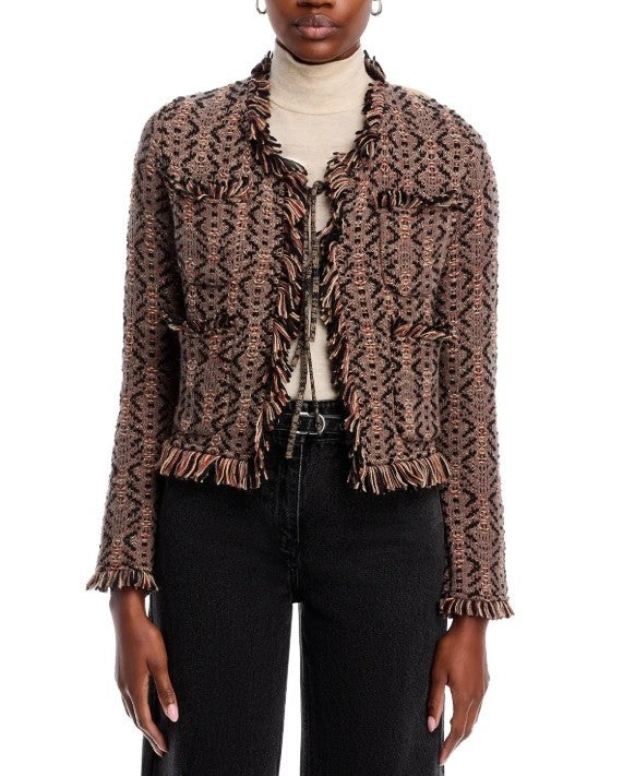 Aldo Martins Thun Fringed Knit Bomber Jacket MSRP $363