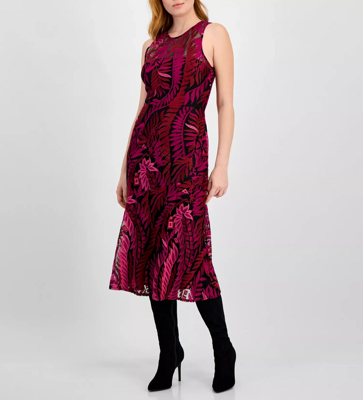 Sam Edelman Sleeveless Embroidered-Mesh Midi Dress MSRP $168