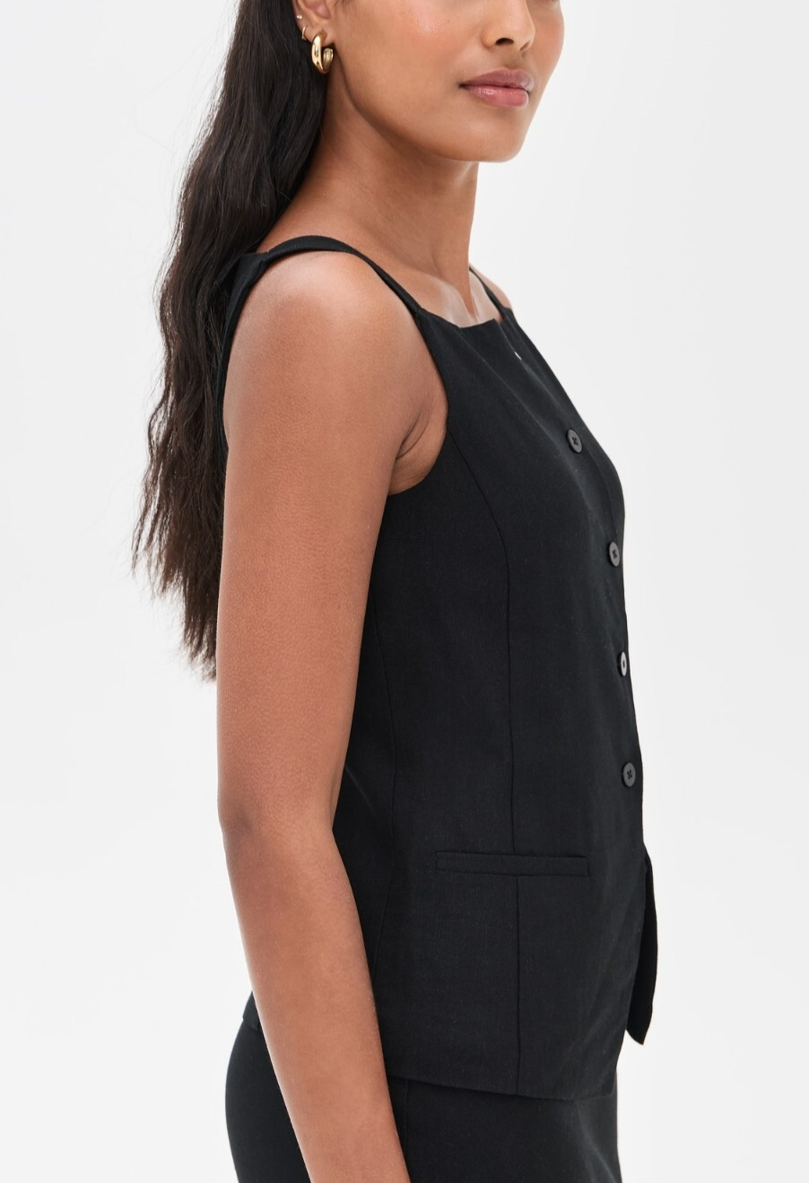 Wayf  Vest Square Neck Button-Down Top MSRP $89