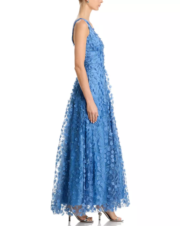Eliza J Floral Appliquéd V Neck Gown MSRP $318