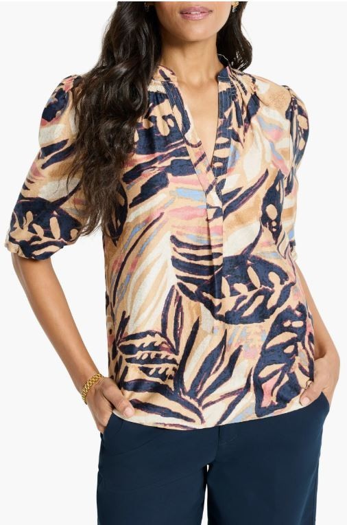 Nic+Zoe Terracotta Garden Peasant Top MSRP $148