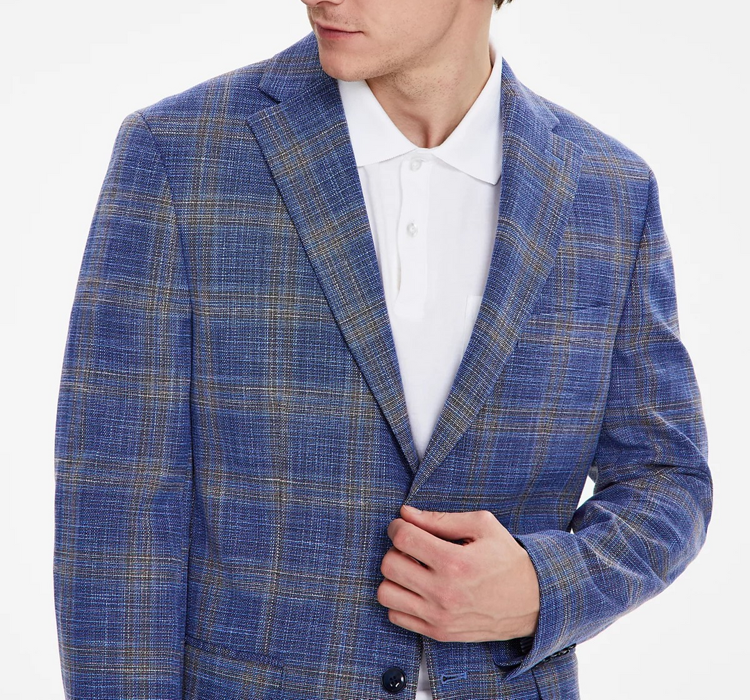 Tommy Hilfiger Men's Slim Fit Plaid Blazer MSRP $295