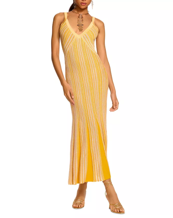 Ramy Brook Paetyn Striped Crochet Midi Dress MSRP $495